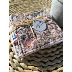 Cotons lavables – « Jeanne » – éponge bambou doudou, motifs fleuris