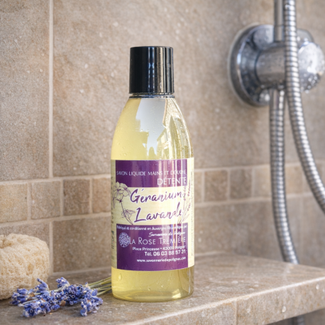 Savon liquide Géranium Lavande