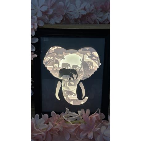 Cadre lumineux Éléphant d’Afrique