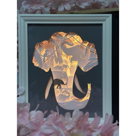 Cadre lumineux Éléphant d’Asie