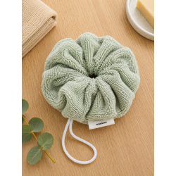 Fleur de douche éponge bambou blanche & nid d’abeille kaki