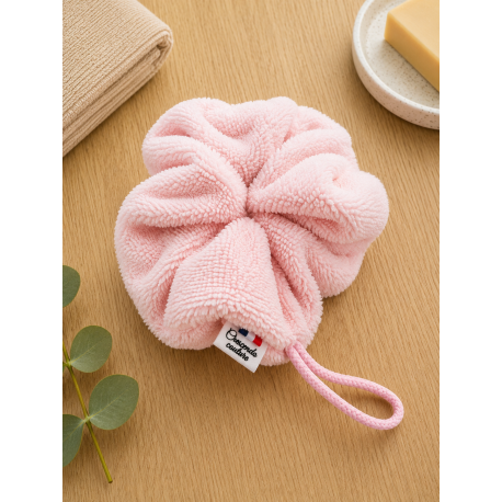 Fleur de douche éponge bambou rose